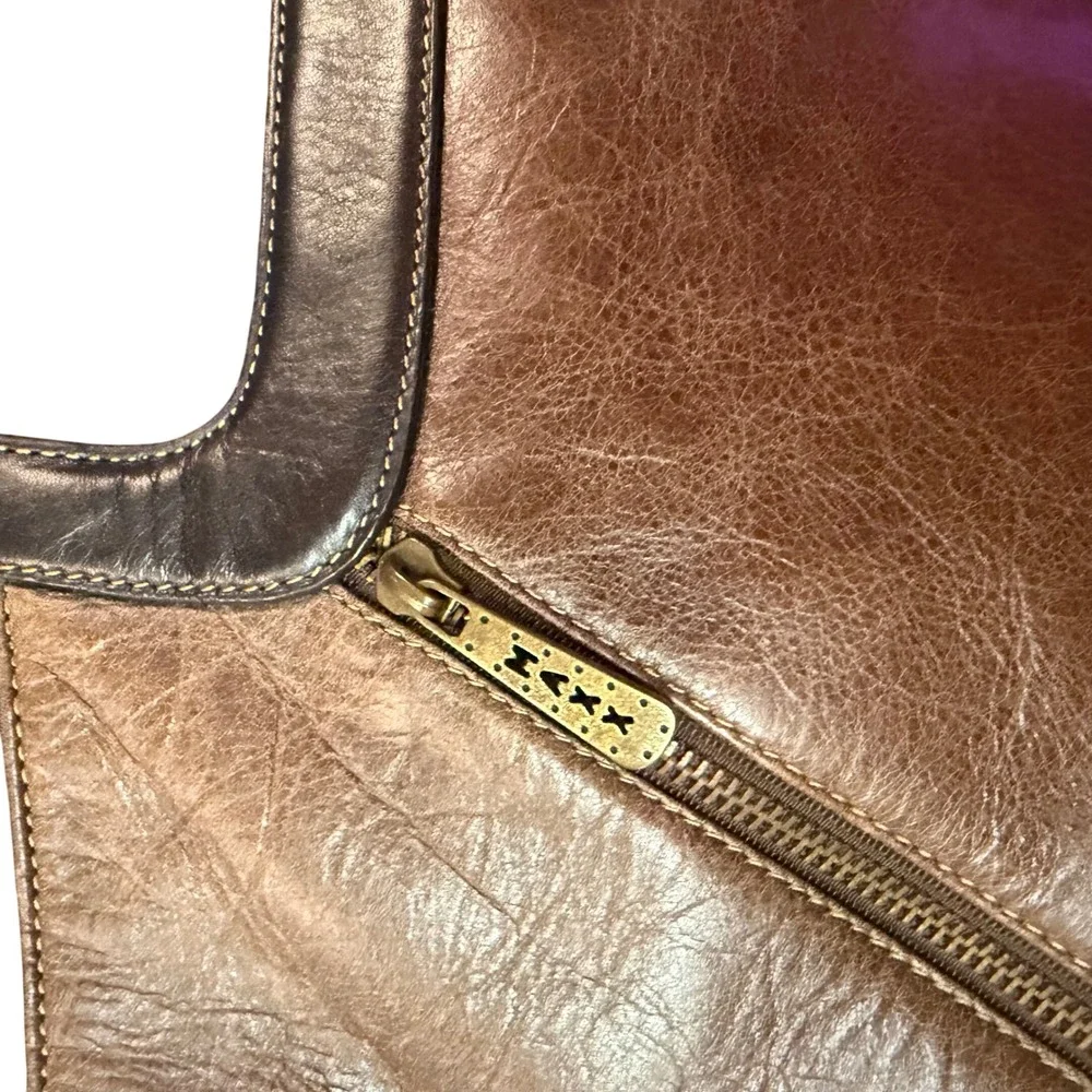 MAXX New York Distressed Brown Leather Handbag Satchel Vintage Y2K Boho Chic